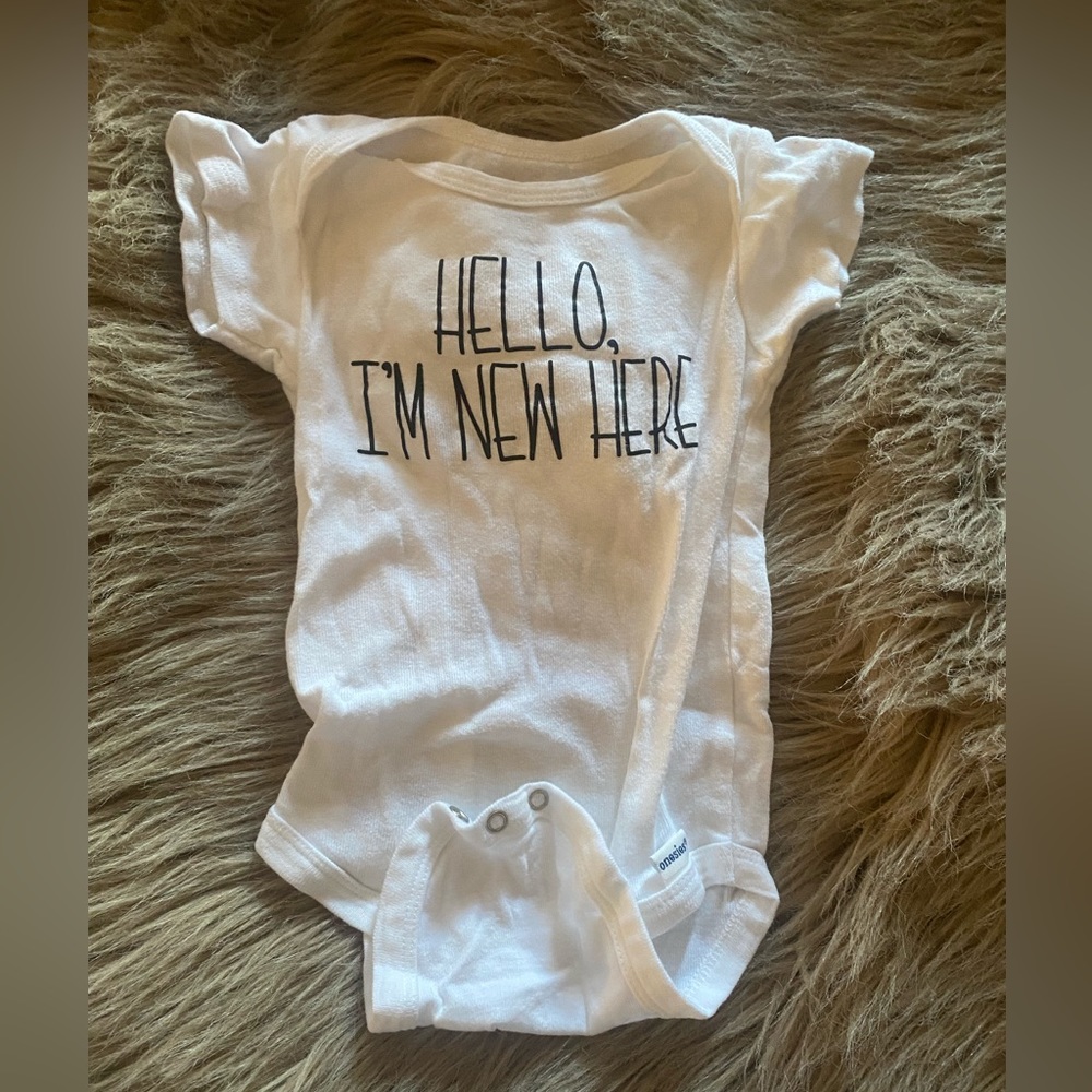 Hello I’m new here 3-6 month unisex onesie